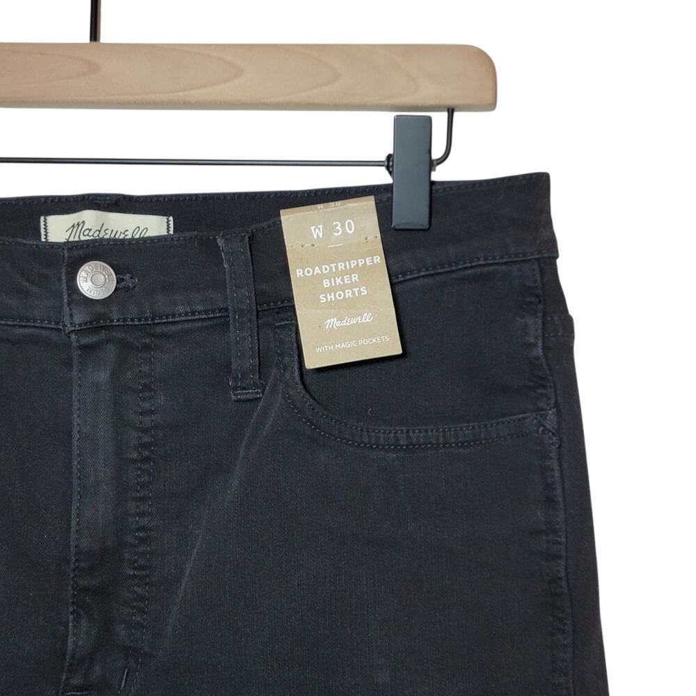 Madewell NWT Road Tripper Biker Shorts Black High Rise Raw Hem Casual 30 - Picture 3 of 12